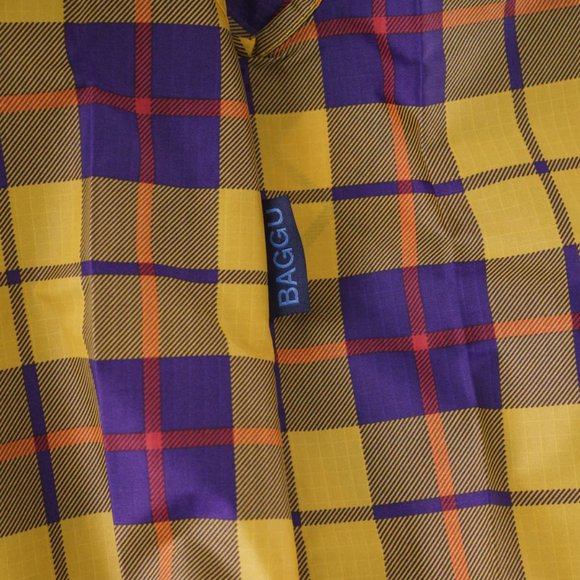 NWT BAGGU Yellow Tartan Reusable Eco Shopping Bag Tote Purse Baby size Discontin - Picture 8 of 8